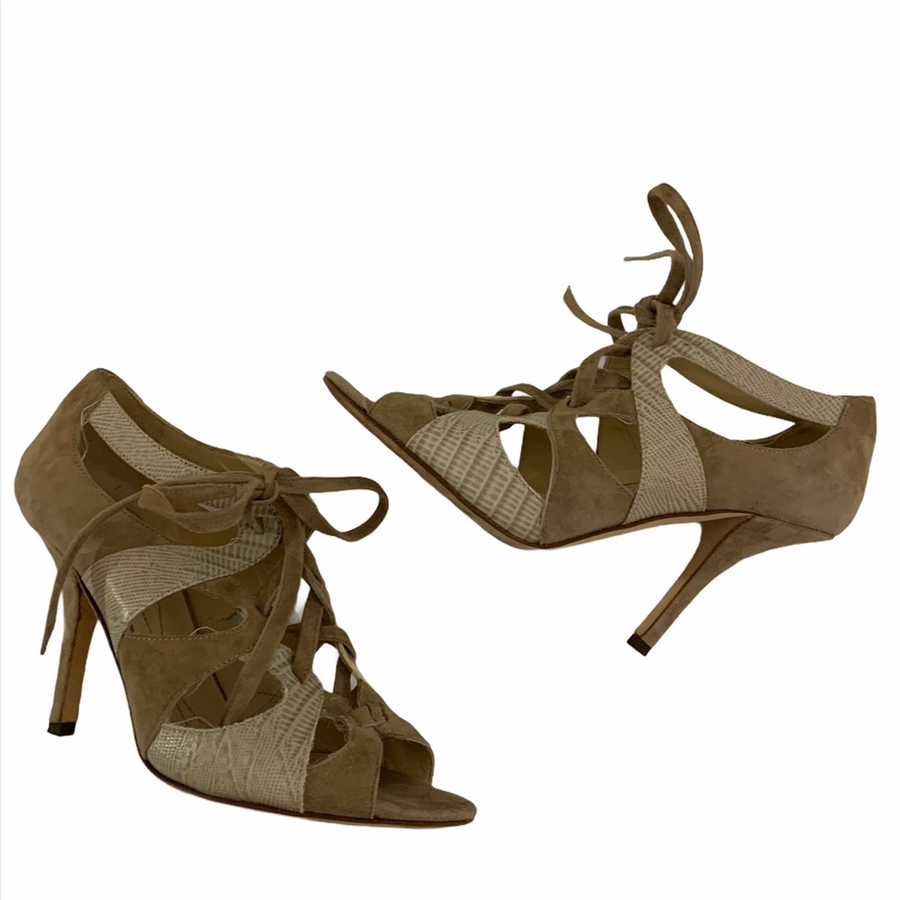 Kate Spade Snakeskin Lace-Up Heels